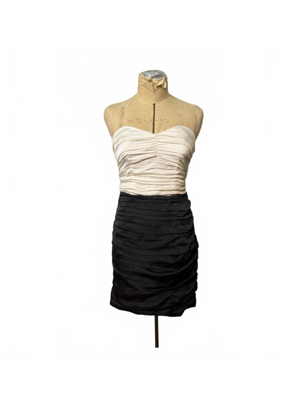 Express Strapless Ruched Two-Tone Dress